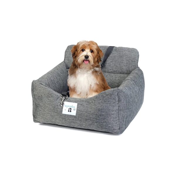 Small Pet Booster Seat with Storage Compartments and Anti-Slip Buckle for Safe Car Travel