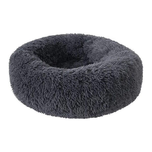 Small Pet Dog Bed Fluffy Luxury Faux Fur Donut Design Calming Anti-Anxiety Bed