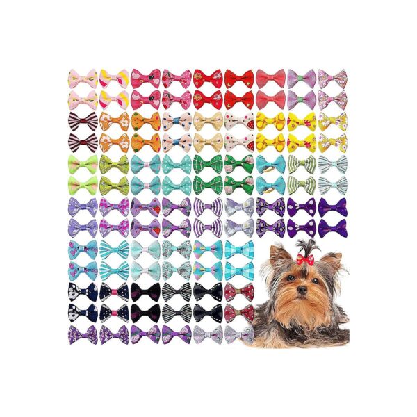 Small Pet Dog Hair Bows with Rubber Bands Accessories for Grooming and Fashion