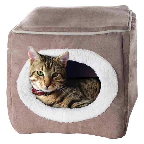 Small Pet Enclosed Bed with Foam Cushion and Velvety Walls for Ultimate Coziness