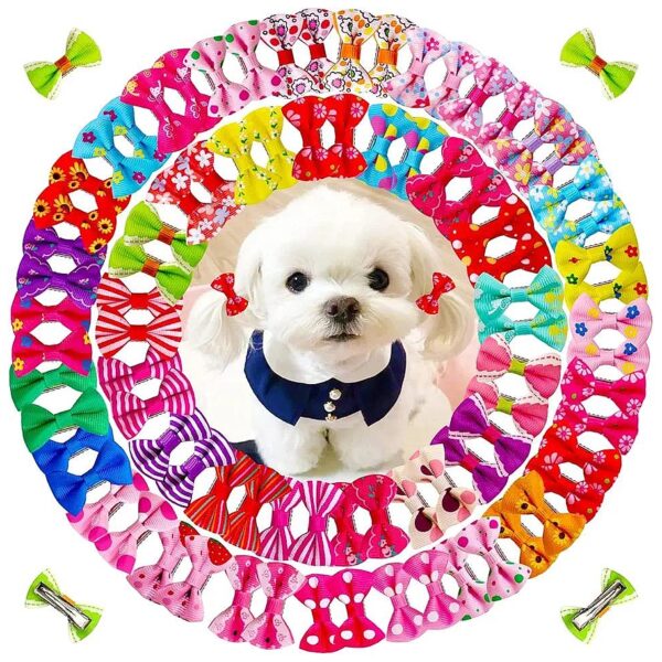 Small Pet Hair Accessories Cute Mini Dog Hair Bows with Metal Clips