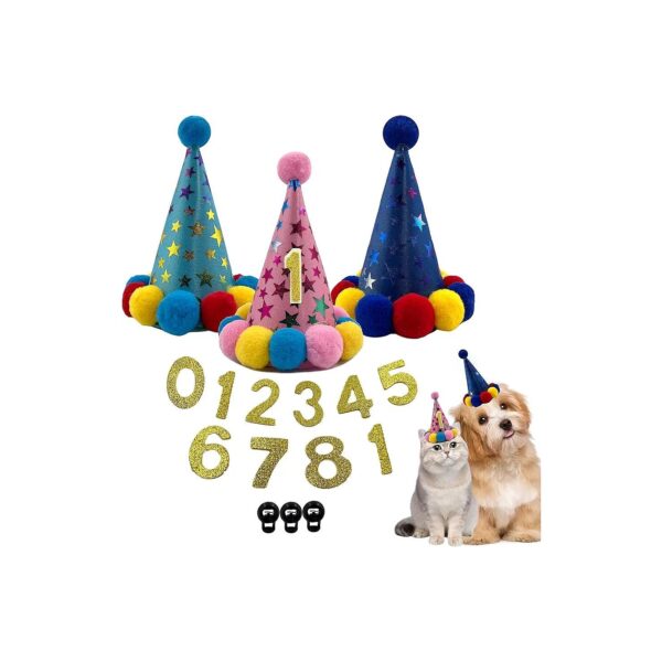 Small Pet Party Hats Set for Cats Dogs Birthday Party Decoration Accessories