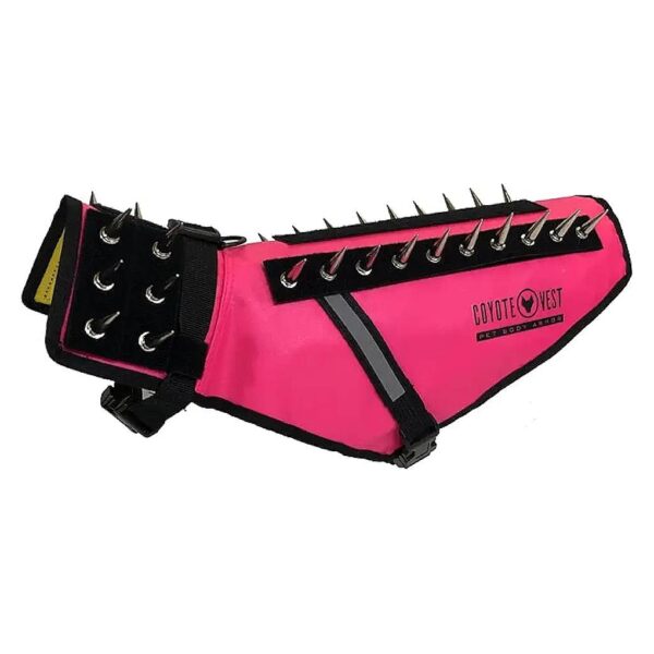 Small Pink Coyote Protection Vest with Reflective Spikes for Safe Outdoor Adventures