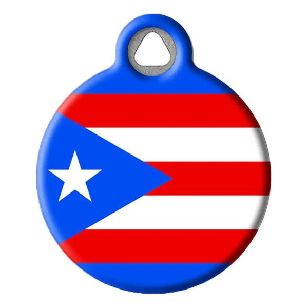 Small Puerto Rican Flag Pet ID Tag with Ultra-Durable Coating for Dogs and Cats