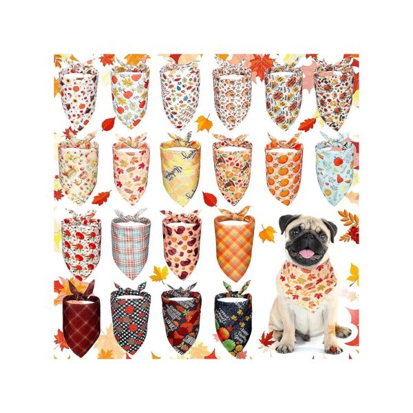 Small to Medium Dog Breed Thanksgiving Collars with Cozy Autumn Pattern Dog Bandanas