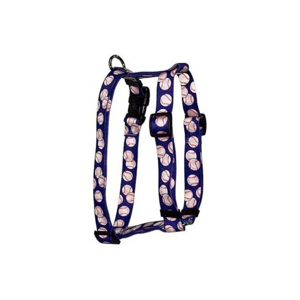 Small to Medium Dog Harness with Baseballs Design and Washable Polyester Material