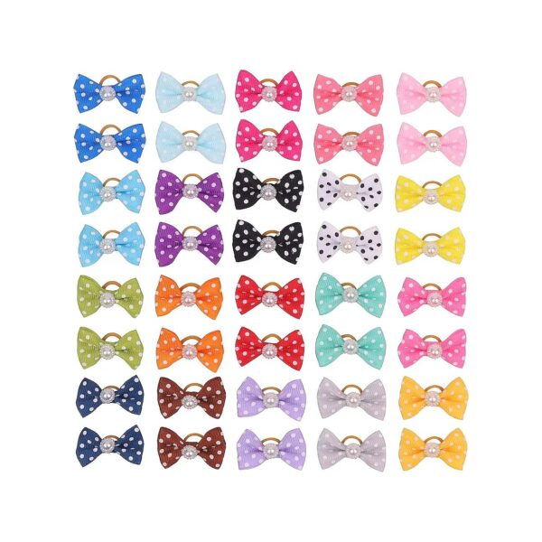 Small to Medium Size Dog Hair Bow Accessories with Rubber Bands - 20 Colors