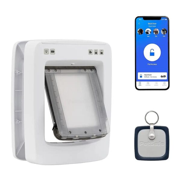 Smart Pet Door with Secure Lock, Customizable Schedules, and Medium Pet Key Compatibility