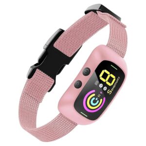 Smart Pink Dog Bark Collar with Automatic Barking Control for Large Medium Small Dogs