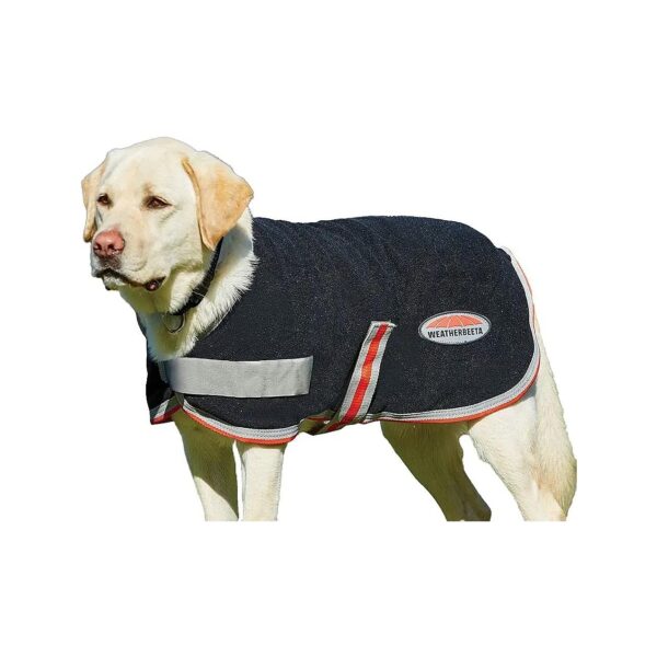 Smart Therapeutic Fleece Dog Coat for Active Canines, Black/Silver/Red, 10 Inches