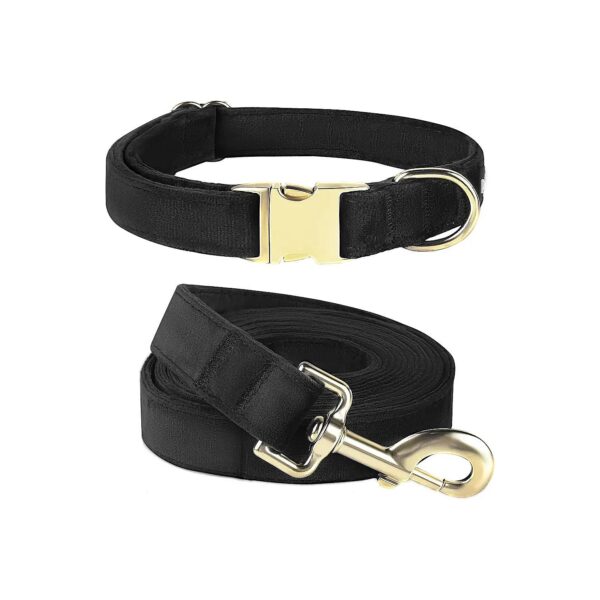 Smooth Velvet Dog Collar and Leash Set with Metal Buckle for Small Medium Large Dogs