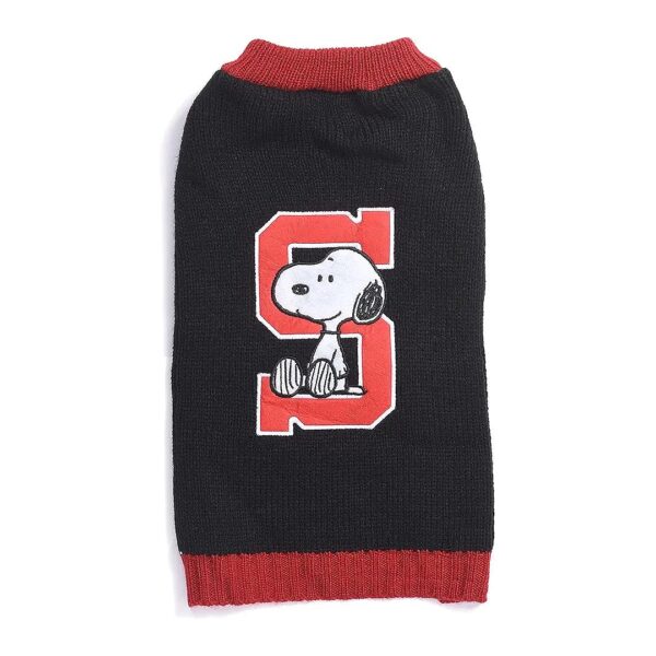 Snoopy Collegiate Dog Sweater for Medium Dogs Black Comfortable Acrylic Material