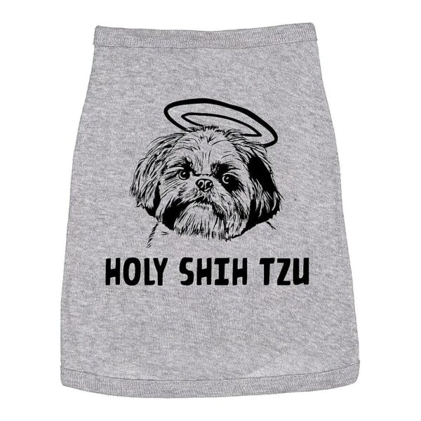 Snug-Fit Light Grey Dog Shirt for Small Holy Shih Tzu Puppies with Funny Graphic Designs