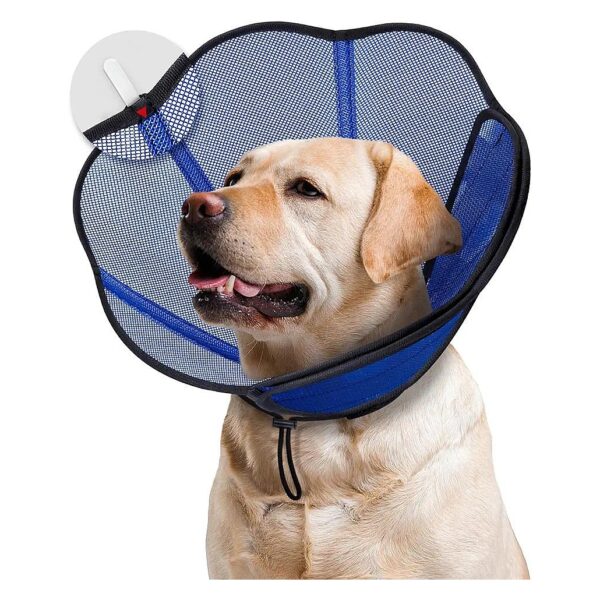 Soft Adjustable Dog Cone Collar for Large to Medium Dogs Blue XL with PVC Fixing Strip