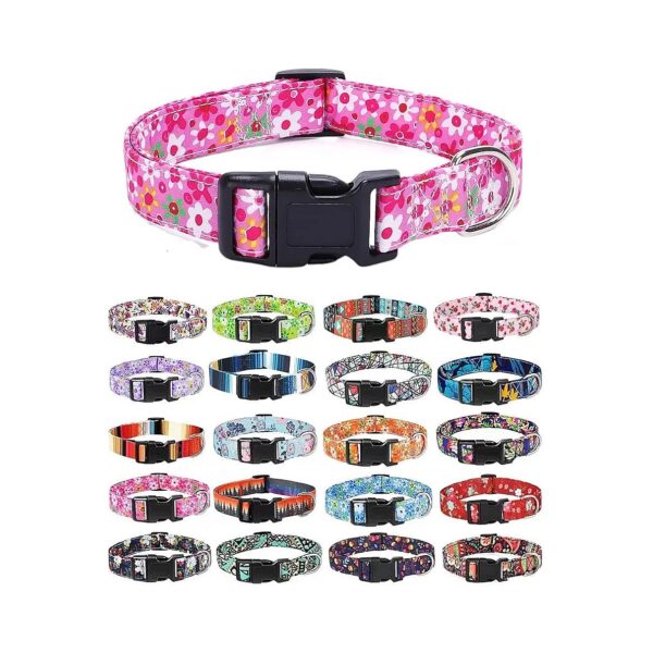 Soft Adjustable Floral Dog Collar for Puppy and Adult Dogs