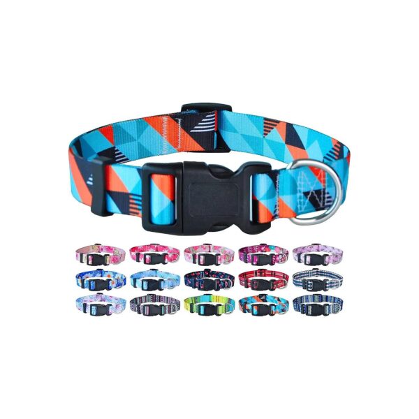 Soft Adjustable Geometric Blue Dog Collar for Small Medium Large Dogs