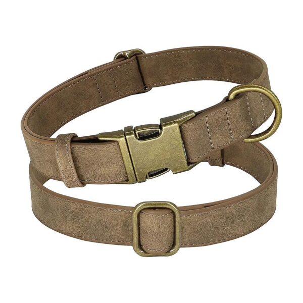 Soft Adjustable Leather Dog Collar with Metal Buckle for Small Medium Large Dogs Cats