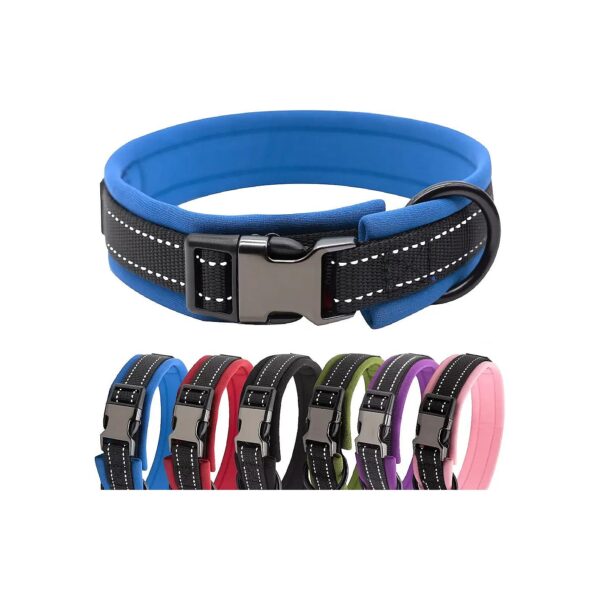 Soft Adjustable Nylon Dog Collar with Reflective Strips for Small Medium Large Dogs