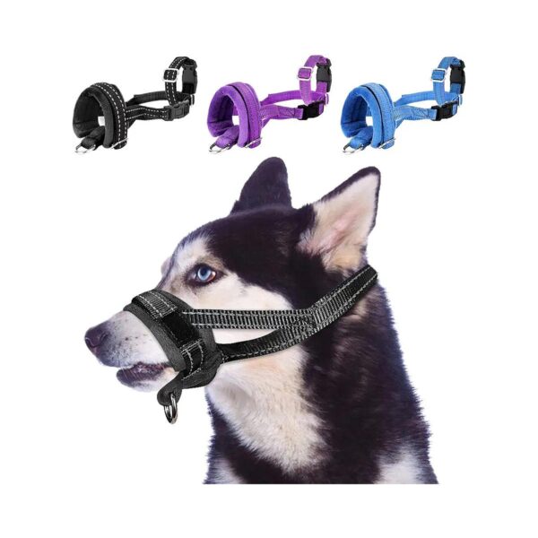 Soft Adjustable Padded Nylon Muzzle for Large Medium Dogs Anti Chewing Biting Pant Drink