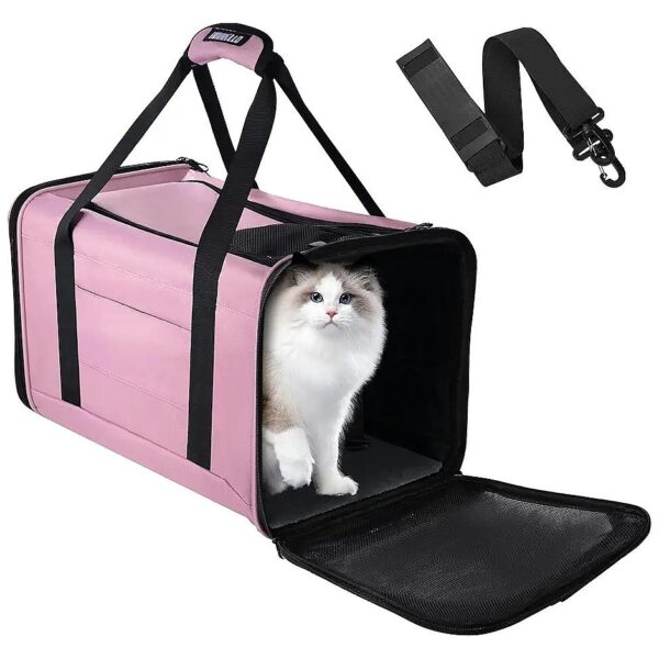 Soft Airline Approved Cat Carrier Backpack for Small Dogs and Medium Cats Purple