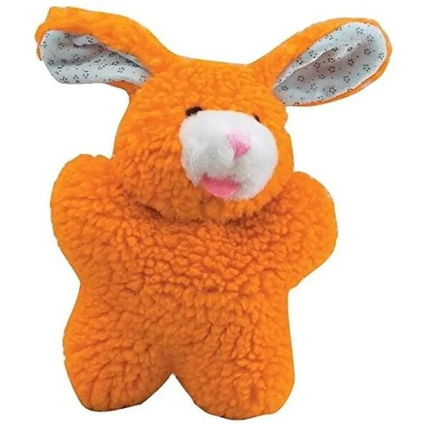 Soft Berber Fleece Squeaker Toy for Small Dogs Orange Bunny Character