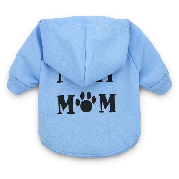 Soft Blue Dog T-Shirt I Love My Mom Embroidered for Small to Medium Breed Dogs