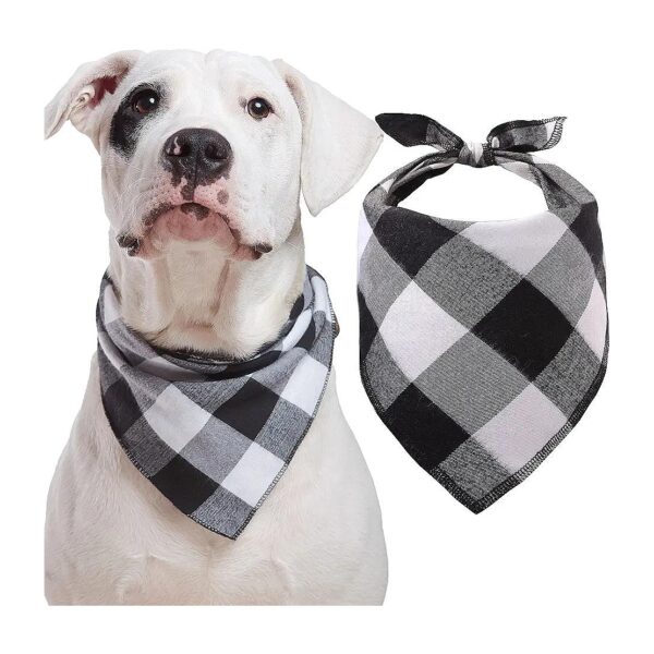 Soft Breathable Buffalo Plaid Dog Bandana for Large and Extra Large Dogs