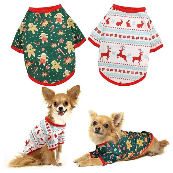 Soft Breathable Christmas Dog Shirt with Pullover Design for Small Dogs and Cats