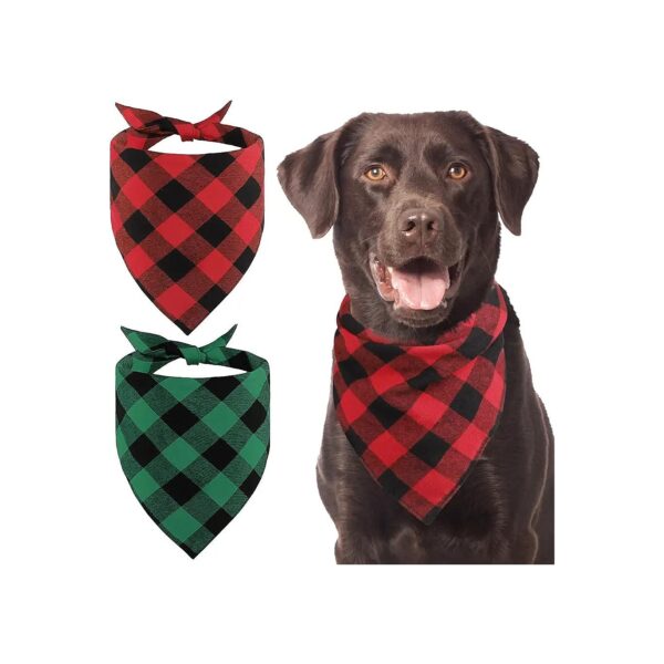 Soft Breathing Christmas Dog Bandanas 2 Pack for Medium Large and Extra Large Dogs