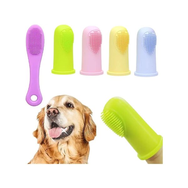 Soft Bristle Dog Finger Toothbrush Kit 4 Pack with Black Chin Cleaning Tool Pet Oral Care