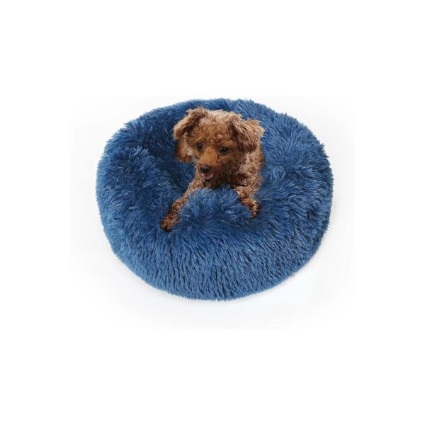 Soft Calming Fluffy Puppy Bed for Small Dogs 19x19 Inch Navy Blue Washable