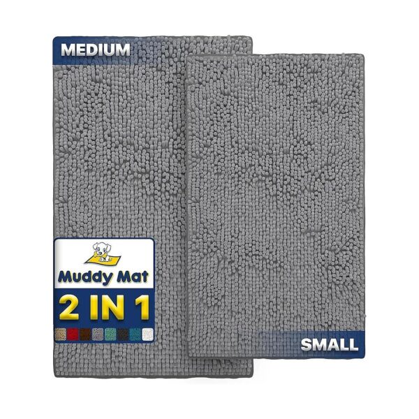 Soft Chenille Microfiber Mat for Bathroom Kitchen Bedroom and Patio Grey Small Size