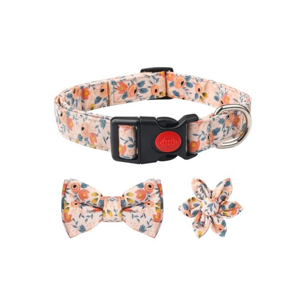 Soft Comfortable Floral Pattern Dog Bow Tie Collar with Unique Lock Buckle