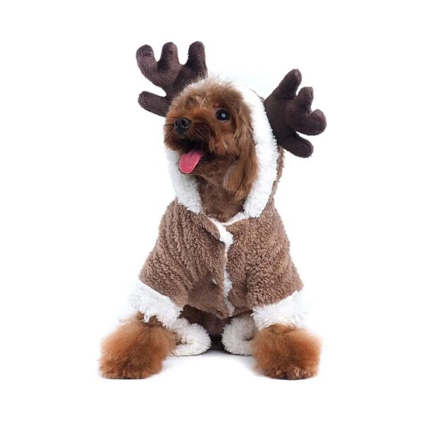 Soft Coral Fleece Elk Costume for Winter Dog Clothing