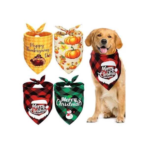 Soft Cotton Pet Triangle Bibs for Dogs and Cats with Thanksgiving and Christmas Designs