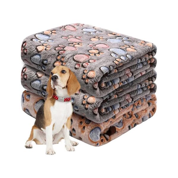 Soft Fleece Blanket Set for Dog Crate Bed and Sofa Throw, 3 Pack