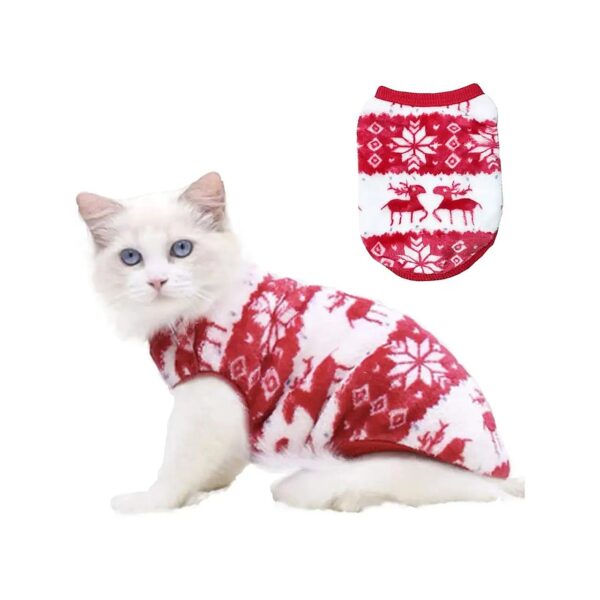 Soft Fleece Christmas Coat for Small Dogs and Cats with Snowflake and Elk Pattern Vest