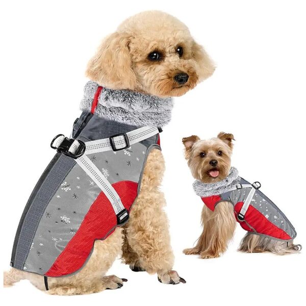 Soft Fleece Dog Jacket with Integrated Harness for Outdoor Walking and Hiking