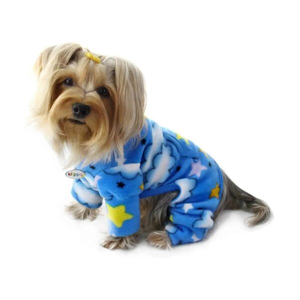 Soft Fleece Dog Stars and Clouds Pajamas for Large Breeds with Functional Pocket