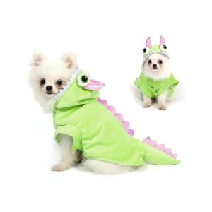 Soft Fleece Dragon Dog Costume Hoodie for Small Puppies Halloween Christmas Costume Ideas