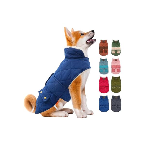 Soft Fleece Lined Dog Jacket for Small Dogs Warm Winter Wear Blue Small Size