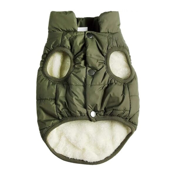 Soft Fleece Lined Green Dog Windproof Coat for Small Dog Puppy Winter