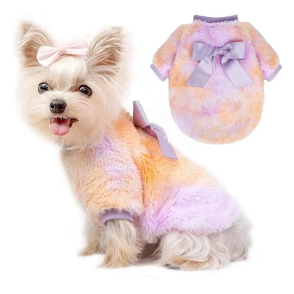 Soft Fleece Tie Dye Dog Shirt for Small Dogs Warm Pet Apparel Cold Winter