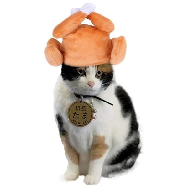 Soft Fleece Turkey Drumstick Hat for Cats and Small Dogs Thanksgiving Costume Accessory