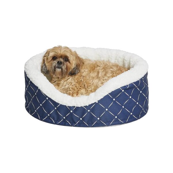 Soft Fleece and Orthopedic Pet Bed with Diamond Pattern and High Bolster for Comfort