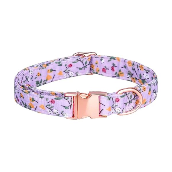 Soft Flower Pattern Dog Collar for Small Medium Large Dogs in Purple Color