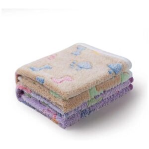 Soft Fluffy Fleece Pet Blanket for Small Dogs and Cats in Bone Brown Purple Print Design