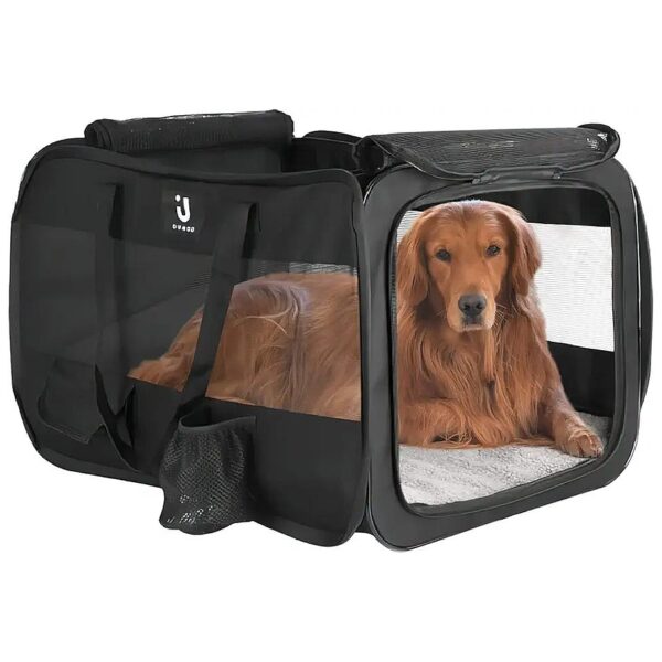 Soft Folding Dog Crate for Large Breeds, Portable Travel Carrier with Upgrade Fleece Pad