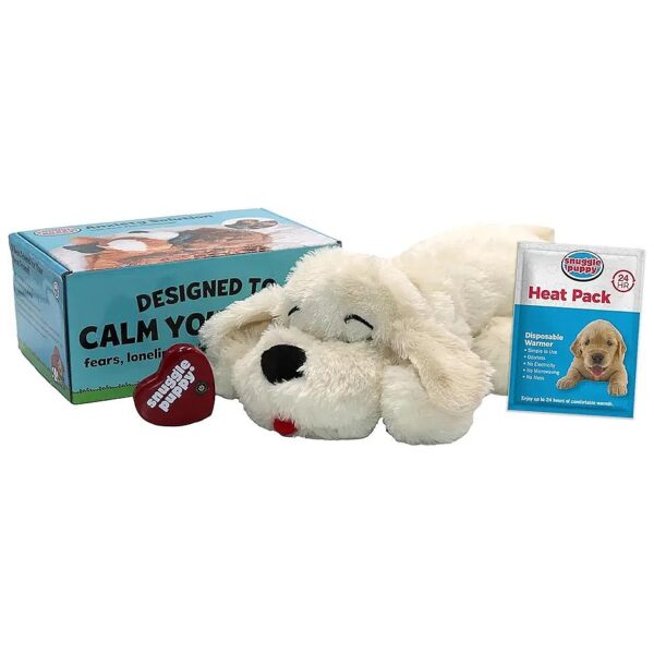 Soft, Golden Companion for Pet Anxiety Relief and Calming Aid with Real-Feel Heartbeat