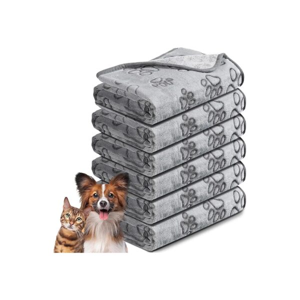 Soft Gray Fleece Pet Blankets with Cute Paws for Small Dogs, 6-Pack Washable Blankets